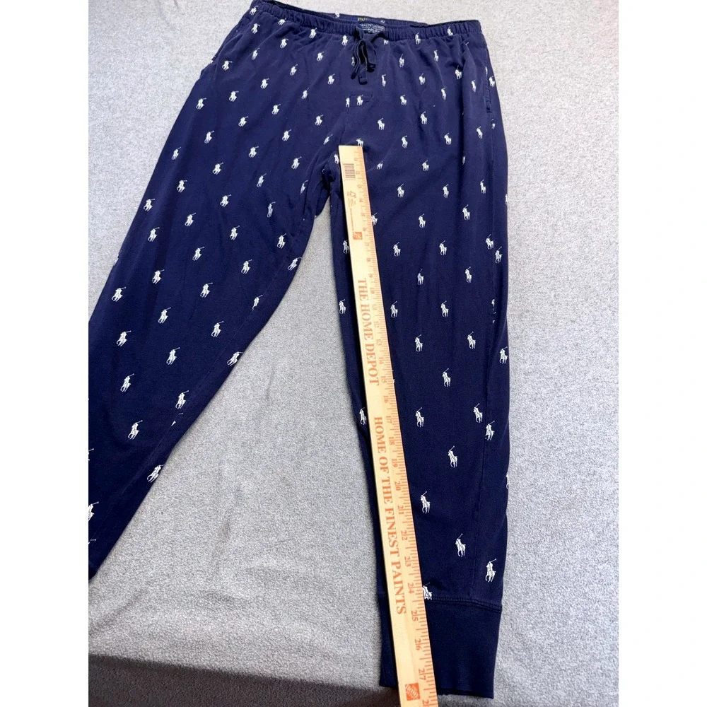 Polo Ralph Lauren Men's Navy Pony Print Pajama Lounge Pants Cotton Size Large